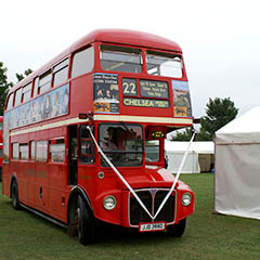 double decker bus at a wedding